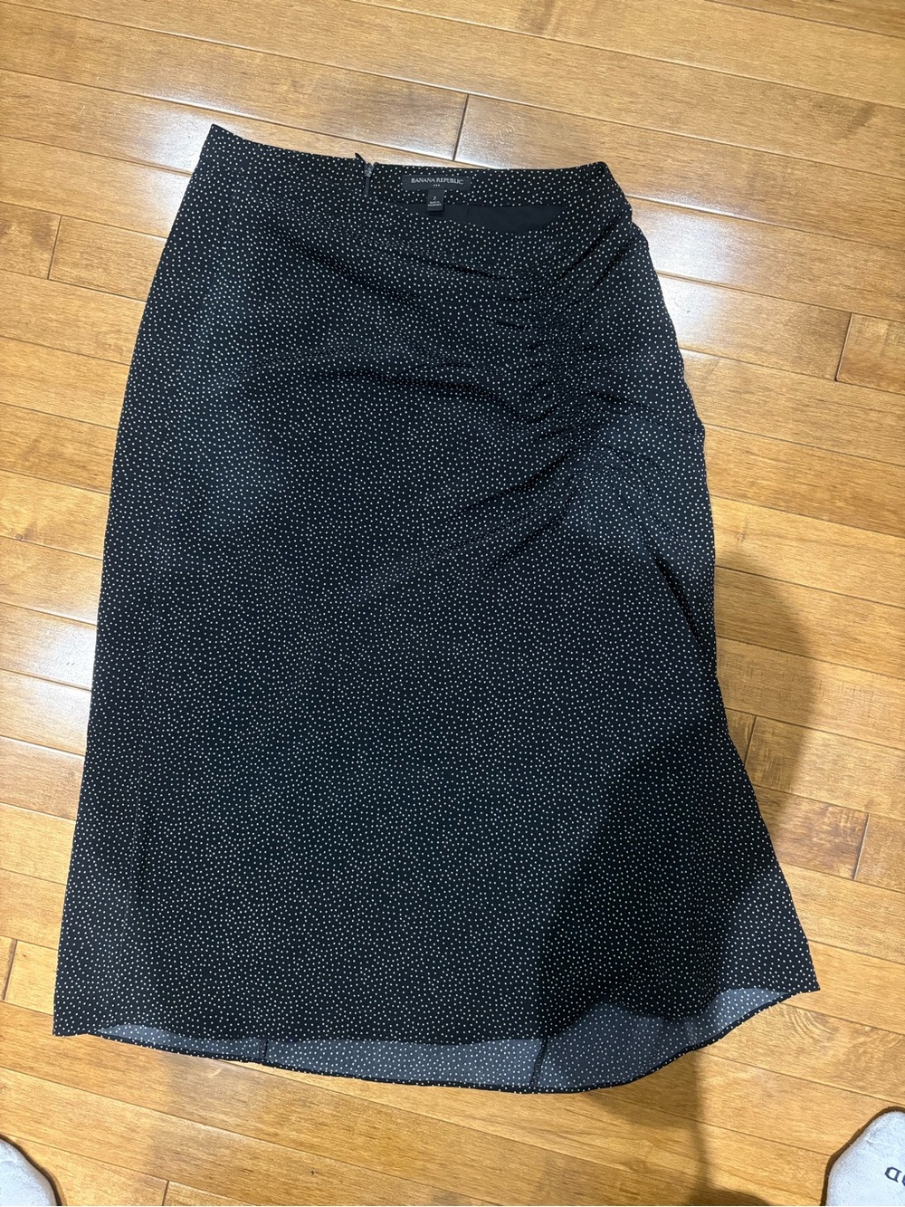 Banana Republic Black Midi Skirt with White Micro Dots